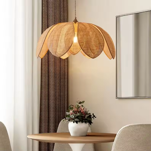 Luminaire suspendu en rotin de style moderne, art floral oriental rêveur, lampe de plafond créative inspirée des fleurs pour une <span class=keywords><strong>d</strong></span>écoration élégante du salon - Product Image 3