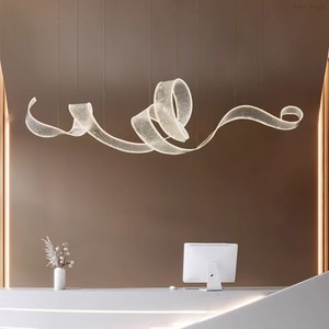 โคมไฟระย้า LED ทรงรีทันสมัยสำหรับห้องรับประทานอาหาร ห้องนั่งเล่น ห้องนอน ร้านอาหาร คาเฟ่ในร่ม ติดเพดาน - Product Image 5