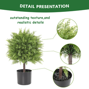 PZ-1-165ทำด้วยมือ topiary พลาสติกสีเขียวซีดาร์ใบ Boxwood สาขาต้นไม้ในกระถางพืชเทียม - Product Image 6