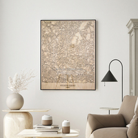 Carte de ville 3D en bois personnalisée en gros, découpée au laser, art mural en bois, carte topographique multicouche écologique, décoration intérieure, cadeau