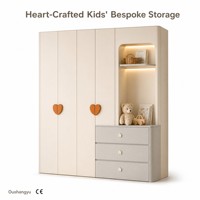 Armoire de rangement pour enfants en panneau E1 de 18 mm avec poignée de sécurité arrondie en forme de cœur, commode intégrée pour chambre d'enfant, espace de croissance personnalisé