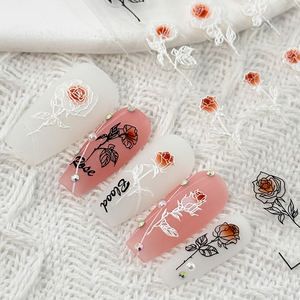 Private Label 3D rosa rossa adesivi per unghie di san valentino Nail Art decalcomania per il disegno - Product Image 5