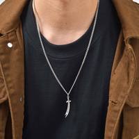 Pedang Zulfiqar Vintage Punk, Pisau Pedang Ali Pvd Baja Tahan Karat, Liontin Perhiasan Fashion, Kalung Grosir, Aksesoris untuk DIY Pria