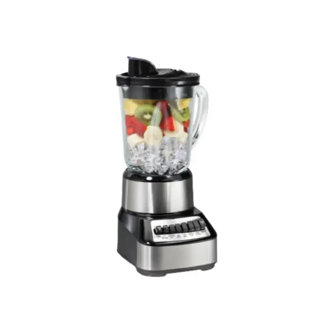 HOTDEAL Blender dengan stoples kaca 40 Oz dan 14 fungsi pisau es & 700 watt secara konsisten hasil halus hitam + Sta