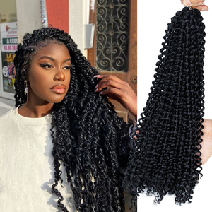 <span class=keywords><strong>Extensiones</strong></span> de Cabello Passion Twist Negras de 18 Pulgadas para Mujer, <span class=keywords><strong>Trenzas</strong></span> de Ganchillo Cortas <span class=keywords><strong>con</strong></span> Ondas Bohemias, Únicas y Elegantes - Product Image 1