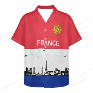 France Flag Art Shirt Custom Men's Hawaiian Shirt Summer Beach Vacation Short Sleeve Button Up Shirt Drop Shipping Products 2023