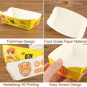 Custom Printed White Paper Boat Fried Snack Paper Food Tray <b>Small</b> Food <b>Box</b> Packaging Container <b>Lunch</b> <b>Box</b> for Fast Food Takeaway - Product Image 2