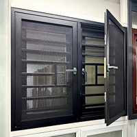 Ventana de Balcón con Aislamiento Térmico de Estilo Moderno, Ventana Abatible de Aluminio Antirrobo con Mosquitera