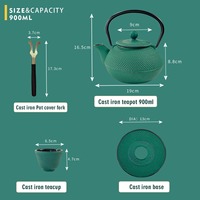 Ensemble théière en fonte avec infuseur, 30oz/900ml, théière japonaise Tetsubin verte