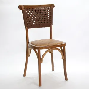 Outdoor Event Rattan Hard Wood Back Banquet Dining Chairs for Hotel and Restaurant Hall