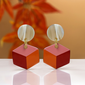 Minh Giang Craft Premium Buffalo Horn Fashion Stud Earrings Decorated with Authentic Shiny Organic <b>Abalone</b> <b>Shell</b> - Product Image 5
