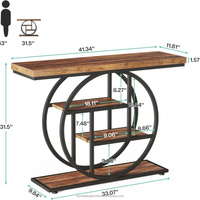 Table console 41.3 "Table de canapé industrielle à 4 niveaux Table d'entrée avec base circulaire pour salon couloir Foyer