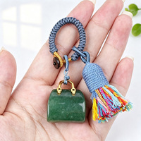 En gros, porte-clés mini sac à main en cristal naturel assorti, avec pompon tressé, breloque de sac et ornement de voiture, cadeau