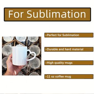 Taza de Cerámica de 11 oz con Asa en Forma de Corazón Personalizada con Caja para Sublimación, Producto en Blanco para San Valentín - Product Image 3