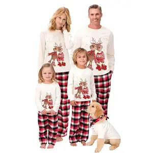 Ensemble de pyjamas de Noël pour adultes et enfants Ensemble de pyjamas de Noël à manches longues pour parents et enfants Ensemble de service à domicile Tenues assorties pour la famille