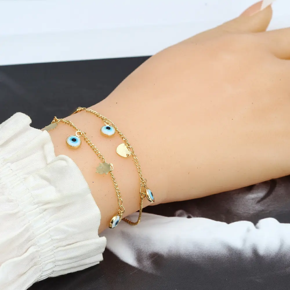 Fashion jewelry devil eye copper bracelet diamond adjustable pearl bracelet for women men