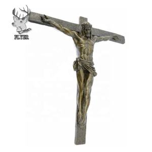 Escultura de Metal de latón fundido, escultura de Cruz de crucifijo de Jesús de pie para regalos religiosos - Product Image 2