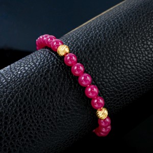 Pulsera de Perlas de Rubí Cultivado en Laboratorio, Plata de Ley 925, Perlas Redondas de 6.26mm, Joyería Lujosa y Delicada para Uso Diario para Mujer - Product Image 2
