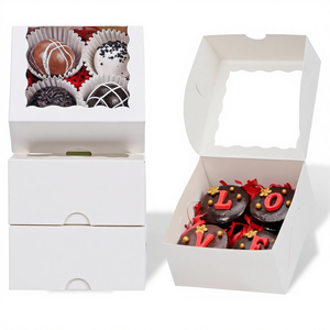 Boîtes à pâtisserie jetables romantiques, de qualité alimentaire, avec fentes, avec laminage mat - 4x4x2 pouces, mini gâteaux, sucre, <span class=keywords><strong>sushi</strong></span> pour les fêtes et les mariages - Product Image 1