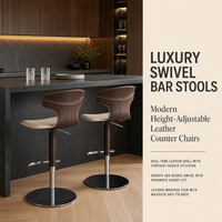 Chaise de bar pivotante et réglable en hauteur en cuir pleine fleur, style italien, luxe léger, moderne et simple, pour la maison ou le comptoir.