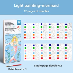 Nuovo Libro da Disegno per Bambini, Pagine da Colorare in Stile Asilo, Blocco Artistico Portatile Attivabile con Acqua, Materiale in Polpa <span class=keywords><strong>di</strong></span> Legno - Product Image 5