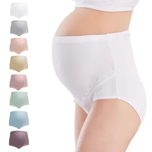 Wholesale Customized Women's Maternity High Waist Underwear Pregnancy Seamless Soft Hipster Panties Over Bump