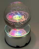 Nouveau créatif 360 °   Système solaire rotatif, boule de cristal de 80 mm, lumière LED multicolore, veilleuse 3D, base rotative, modèle décoratif, cadeaux souvenirs