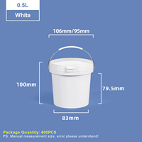Cubo de Plástico PP de Grado Alimenticio de 500ML/1 Litro con Asa Metálica, Hermético, OEM y ODM, Mini Cubos de Plástico con Tapa a Prueba de Manipulación