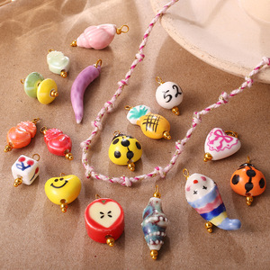 จี้เซรามิคลายการ์ตูนน่ารัก รูปทรงหลากหลาย อุปกรณ์ทำเครื่องประดับ DIY แฟชั่นสำหรับทุกเพศ - Product Image 3