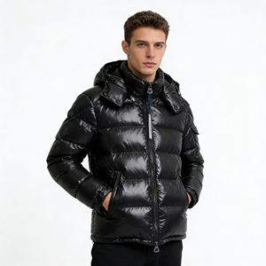 Veste d'hiver chaude et imperméable pour homme, de haute qualité, à capuche, décontractée, avec fermeture éclair à motif léopard, emballage en rouleau - Product Image 5