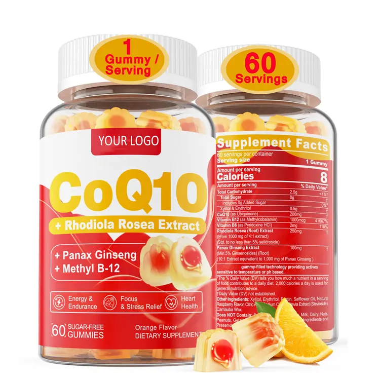Venta al por mayor OEM 100mg COQ 10 Cápsulas Coenzima Q10 Cápsulas blandas COQ10 Suplemento en polvo Soporte para la salud del corazón