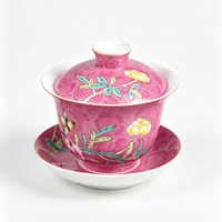 Tasse à thé en porcelaine RED LEAF CERAMICS de qualité supérieure avec couvercle et plateau, style chinois classique, luxe, résistante à la chaleur, cadeau d'affaires durable