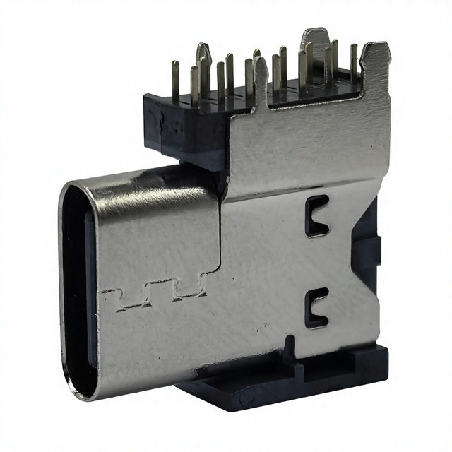 Type-C Female Connector High Quality 14-Pin Stainless Steel USB Socket PCB Mount Side-entry Type with a 2.7mm Standoff Height