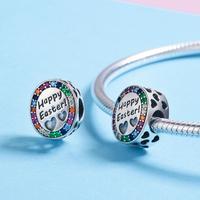 Bracelet breloque joyeux saint-pâques, perles de couleur argent 925, pour bricolage, bracelet de mode
