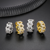 Diamanttester-geprüfter VVS Moissanit Cuban Ring für Herren, Großhandelspreis, vergoldeter 925er Sterlingsilber Schmuckring für Männer