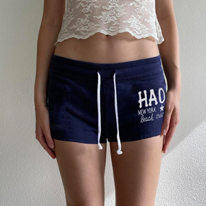 Shorts Deportivos de Cintura Baja con Cordón Ajustable, Transpirables, Ecológicos, Lavados, con Estampado de Letras y Bloques de Color, Casuales para Mujer - Product Image 3