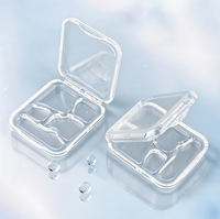 Palette de fards à paupières en plastique transparente, irrégulière, à quatre compartiments, emballage de maquillage avec porte-pinceaux, boîte en plastique