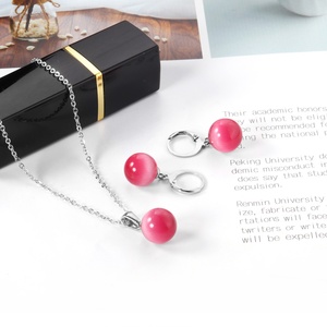 Simple Opal Jewelry Sets Cute Silver/Gold Plated Stainless Steel Necklace Earrings Sets for Everybody - Product Image 5