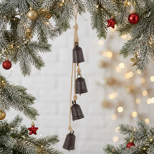Iron Wind <b>Chime</b> <b>Bells</b> Hanging Rope Decorative Garland Traditional Home Decoration Craft Black Nickel Plated Antique Inspired - Product Image 3