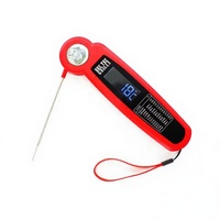 Termometer BBQ Digital LCD Nirkabel Plastik Ramah Lingkungan Terlaris untuk Dapur Luar Ruangan, Lipat, Food Grade, Pengukur Suhu Daging Instan