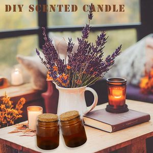 200ml 8oz Amber Green Clear Glass Candle Jar with Cork <b>Lid</b> Reusable Eco-Friendly Christmas Candle Vessel on Sale - Product Image 6