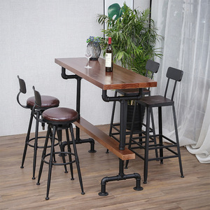 Venta al por mayor vintage comedor Mesa <span class=keywords><strong>bar</strong></span> natural industrial <span class=keywords><strong>bar</strong></span> mesa rectangular café altura mesas para <span class=keywords><strong>bar</strong></span> - Product Image 1