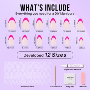 BTArtbox Vente en gros de faux ongles roses artificiels en acrylique, ongles courts français en gel souple, ongles à presser en forme d'amande - Product Image 5