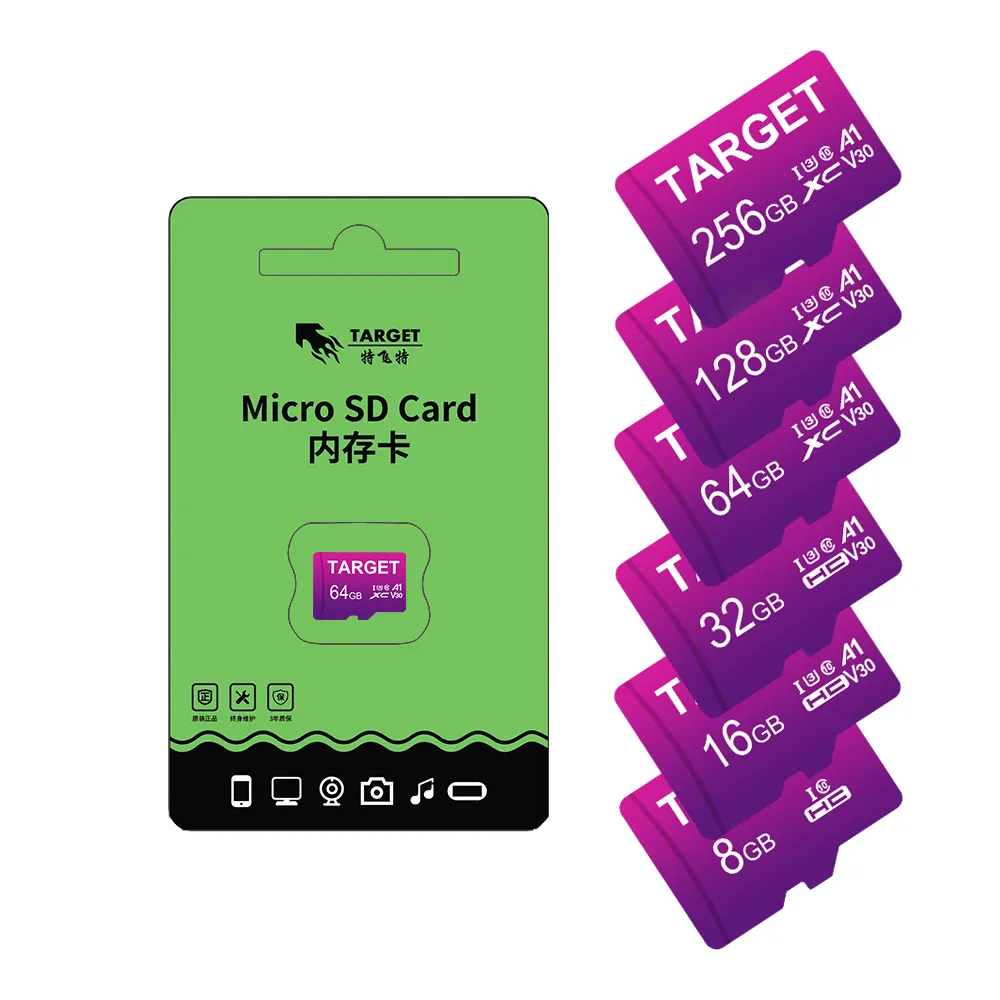 การ์ดหน่วยความจํา 128 GB U3 TF Card ความเร็วสูง Full HD 4K เป้าหมาย Mini SD การ์ดสําหรับโทรศัพท์กล้อง