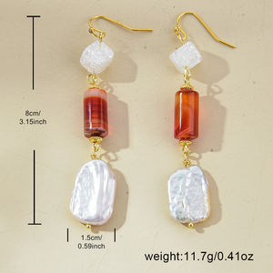 Women's Summer Bohemian Style Agate and Rose Quartz Jewelry <b>Set</b> with Necklace Earrings <b>Bracelet</b> Trendy - Product Image 5