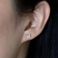 Bijoux en argent sterling pour femmes S925 carré Zircon Boucles d'oreilles à vis Bijoux en gros Boucles d'oreilles minimalistes en argent sterling