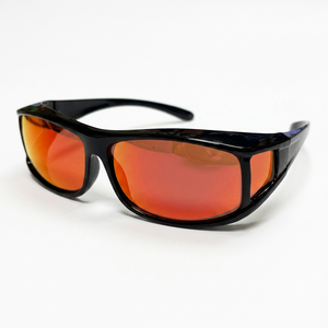 Lunettes de soleil unisexes tendance Taiwan UV400 en PC anti-buée avec verres correcteurs et montures rouges et bleues, verres miroirs - Product Image 1