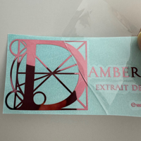 Autocollants/étiquettes personnalisés en transfert UV 3D, finition métallique dorée, disponibles en format feuille.