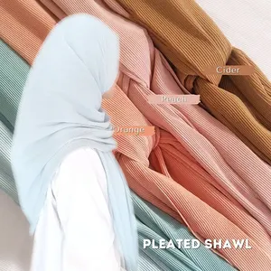Fabrik Großhandel Muslim Crinkle Schal Spring Plain Frauen Hijab Big Size Bubble Chiffon Schal