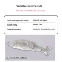 Leurres de pêche non peints 140mm 30g, leurres articulés type Minnow, corps ABS avec queue souple, Swimbait, leurre souple pour brochet et bar.
